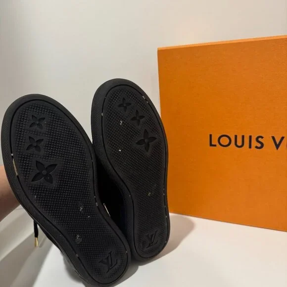 Louis Vuitton Monogram Louis Vuitton Wedge Sneakers – Black Suede - Picture 6 of 11